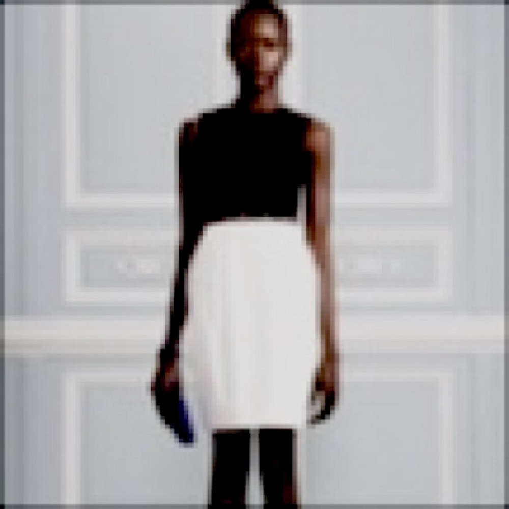 Jason Wu Black Cream Leather Neckline Dress. Size 4